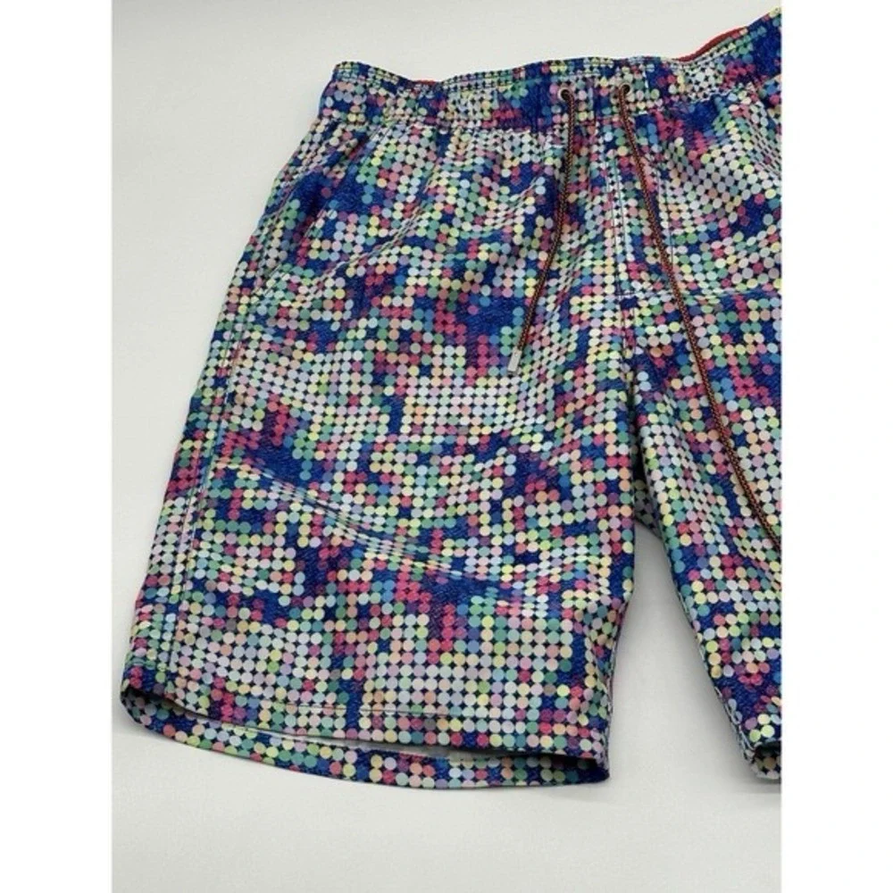 Bugatchi Uomo Mens Multicolor Dot Pixel Print Swim‎ Trunks Mesh Lined Shorts M